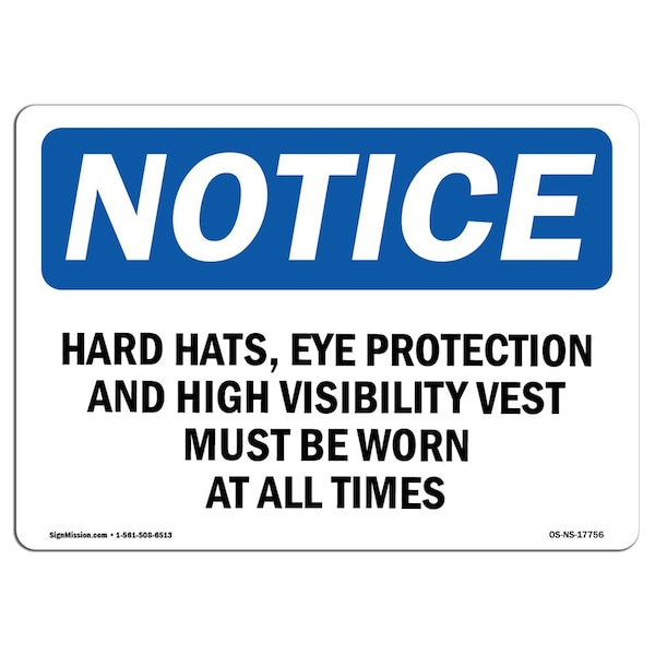 OSHA Sign, Ppe Must Be Worn All Times, 5in X 3.5in Decal, 10PK, 5" W, 3.5" H, Landscape, PK10